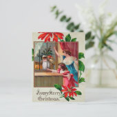 Viktorianische Snooping Santa Postcard Postkarte (Stehend Vorderseite)
