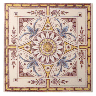 Viktorianische Sonnenblumenübertragware von Repro Fliese