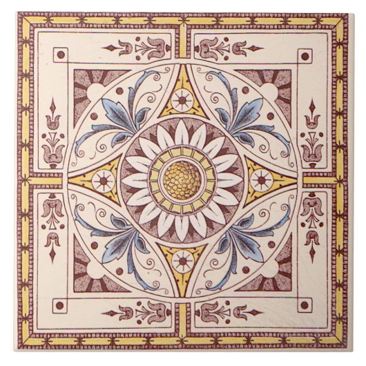 Viktorianische Sonnenblumenübertragware von Repro Fliese (Vorderseite)
