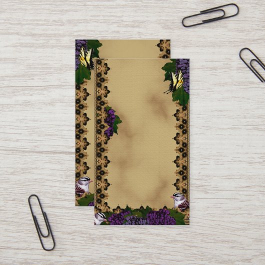 Viktorianische Sparrow und Schmetterlinge Visitenkarte (Vorderseite/Rückseite Beispiel)