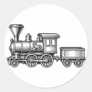 Viktorianische Spielzeugeisenbahn Gravur Vintage K Runder Aufkleber