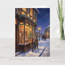 Viktorianische Spielzeugladen-Weihnachtskarte