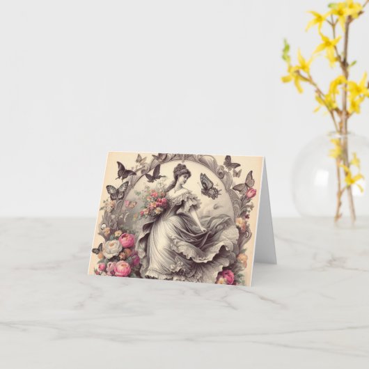 Viktorianische Spitze Karte (Gelbe Blume)