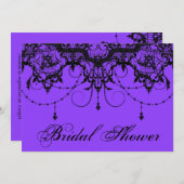 Viktorianische Spitze-lila Brautparty-Einladung Einladung (Vorne/Hinten)