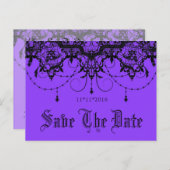 Viktorianische Spitze Lila Save the Date Postkarte (Vorne/Hinten)