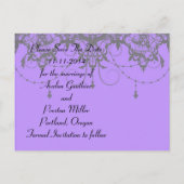 Viktorianische Spitze Lila Save the Date Postkarte (Rückseite)