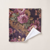 Viktorianische Spitzen Lila Rose Monogramm Badhandtuch Set (Waschlappen)