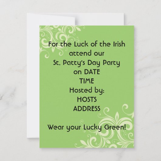 Viktorianische St. Patrick's Day Party Einladungen (Rückseite)