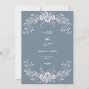 Viktorianische Staubblaue Blumige Hochzeit Save Th The Date