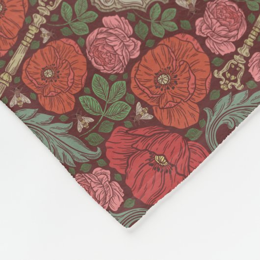 Viktorianische Steampunk Alte Lock-Taste rote Pflö Fleecedecke (Ecke)