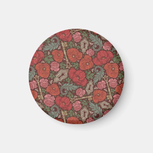 Viktorianische Steampunk Alte Lock-Taste rote Pflö Magnet (Vorne)