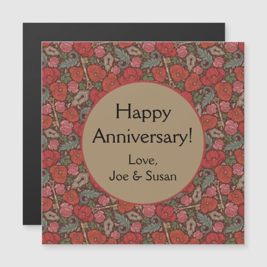 Viktorianische Steampunk Alte Lock-Taste rote Pflö Magnetkarte (Vorne/Hinten)