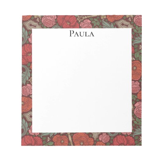 Viktorianische Steampunk Alte Lock-Taste rote Pflö Notizblock (Vorderseite)