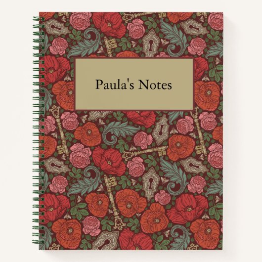 Viktorianische Steampunk Alte Lock-Taste rote Pflö Notizblock (Vorderseite)