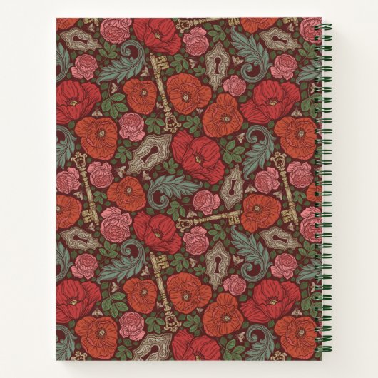 Viktorianische Steampunk Alte Lock-Taste rote Pflö Notizblock (Rückseite)