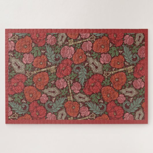 Viktorianische Steampunk Alte Lock-Taste rote Pflö Puzzle (Horizontal)