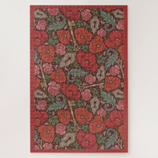 Viktorianische Steampunk Alte Lock-Taste rote Pflö Puzzle (Vertikal)