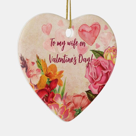 Viktorianische Steampunk-Blume Herzens Valentinsta Keramik Ornament (Rechts)