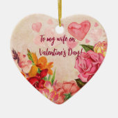 Viktorianische Steampunk-Blume Herzens Valentinsta Keramik Ornament (Vorne)