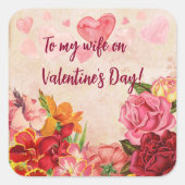 Viktorianische Steampunk-Blume Herzens Valentinsta Quadratischer Aufkleber (Vorderseite)