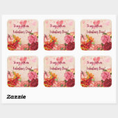 Viktorianische Steampunk-Blume Herzens Valentinsta Quadratischer Aufkleber (Blatt)