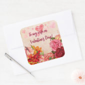 Viktorianische Steampunk-Blume Herzens Valentinsta Quadratischer Aufkleber (Umschlag)