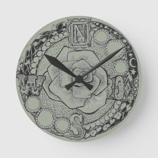 Viktorianische Steampunk-Compass-Rose Runde Wanduhr (Vorderseite)