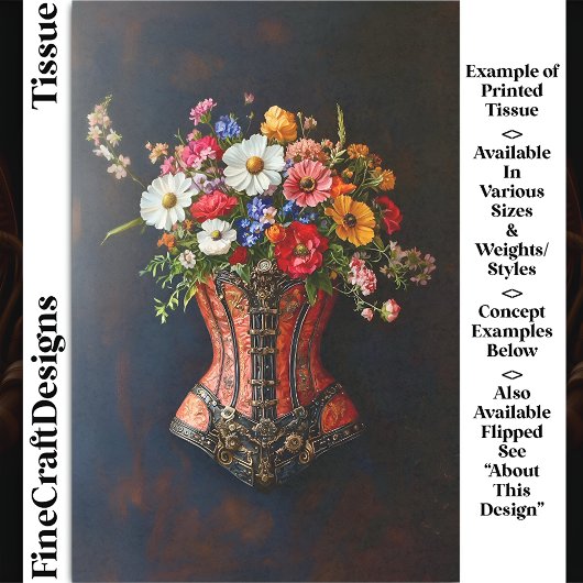 Viktorianische Steampunk-Corset-Blume DF5R Decoupa Seidenpapier