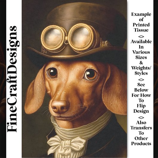 Viktorianische Steampunk-Dackel Dog BF6 Decoupage Seidenpapier