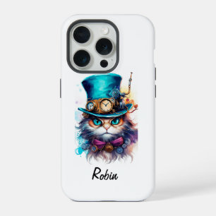 Viktorianische Steampunk-Farbenpracht-Katze iPhone 15 Pro Hülle