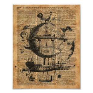 Viktorianische Steampunk Fliegen-Maschine Fotodruck