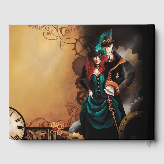 Viktorianische Steampunk-Hochzeit Gästebuch (Rückseite)