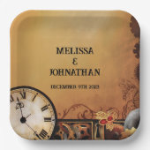 Viktorianische Steampunk-Hochzeit Pappteller (Vorderseite)