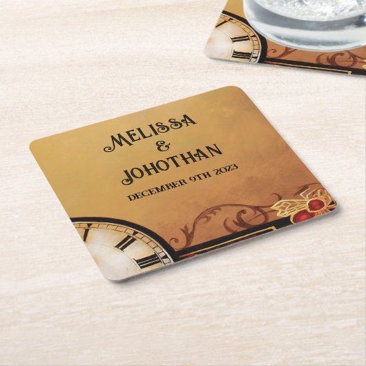 Viktorianische Steampunk-Hochzeit Rechteckiger Pappuntersetzer (angewinkelt)