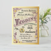 Viktorianische Steampunk-Hochzeitseinladungen Einladung (Stehend Vorderseite)