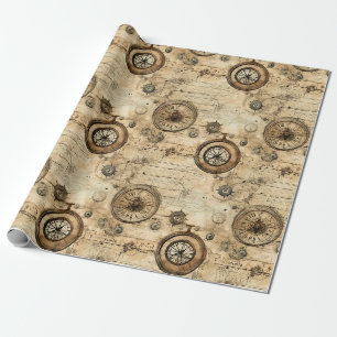 Viktorianische Steampunk-Maschinerie Sepia-Braun Geschenkpapier
