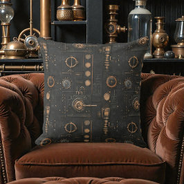 Viktorianische Steampunk-Metallknöpfe und -Zahnräd Kissen