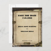 Viktorianische Steampunk-Save the Date Postkarten (Vorne/Hinten)