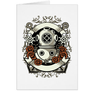 Viktorianische Steampunk-Tiefseetaucher-Rote Rosen