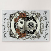 Viktorianische Steampunk-Tiefseetaucher-Rote Rosen Puzzle (Horizontal)