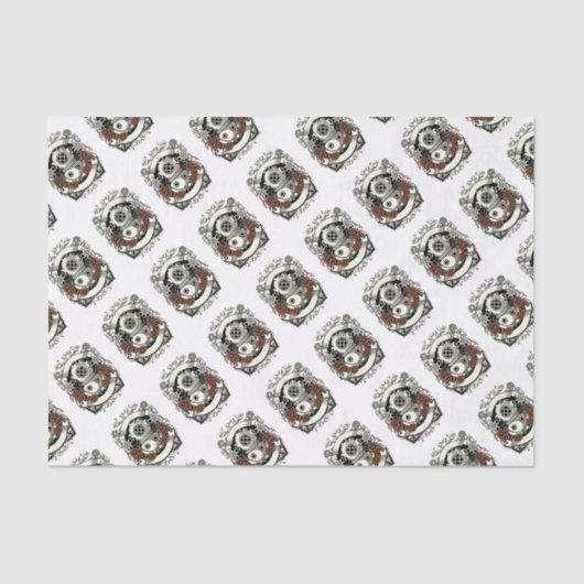 Viktorianische Steampunk-Tiefseetaucher-Rote Rosen Seidenpapier (Vorderseite)