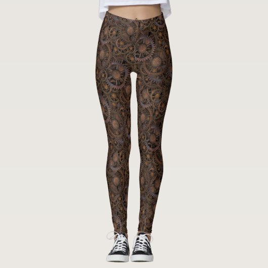 Viktorianische Steampunk-Uhrenkogs Leggings (Vorderseite)