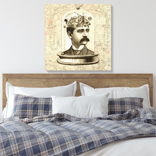 Viktorianische Steampunk-Uhrwerk Hirnmechanik Leinwanddruck (Insitu (Schlafzimmer))