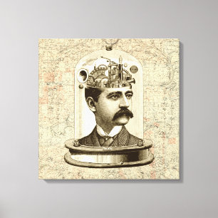 Viktorianische Steampunk-Uhrwerk Hirnmechanik Leinwanddruck