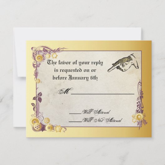 Viktorianische Steampunk Wedding RSVP Card (Vorderseite)