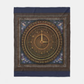 Viktorianische Steampunkblau-braune Vintage Uhr Fleecedecke (Vorderseite)