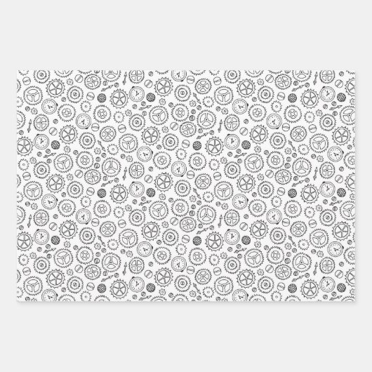 Viktorianische Steampunker Weiße und Schwarze Gäns Geschenkpapier Set (Vorderseite 3)