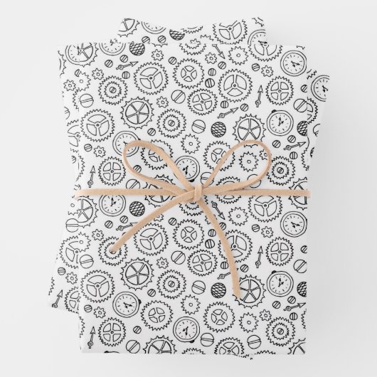 Viktorianische Steampunker Weiße und Schwarze Gäns Geschenkpapier Set (Beispiel)