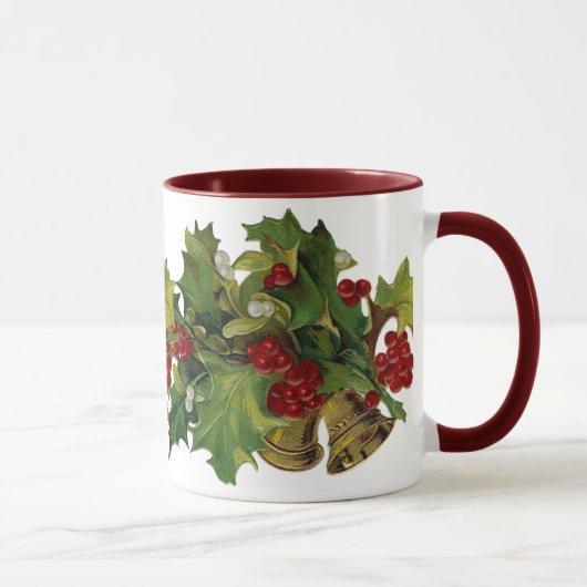 Viktorianische Stechpalmen-WeihnachtsTasse Tasse (Rechts)