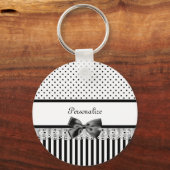 Viktorianische Streifen in Girl-Schwarz und Weiß m Schlüsselanhänger (Vorderseite)
